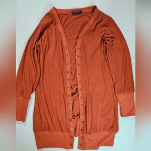 Zesica Snap Button Cardigan Womens XL Orange Raglan Sleeve Fall Chic Sweater Top